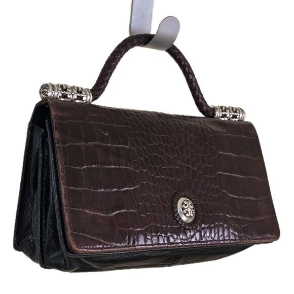 Brighton Handbags - Brighton Vintage Croc-Embossed Leather Small Top Handle Clutch/Organizer Bag